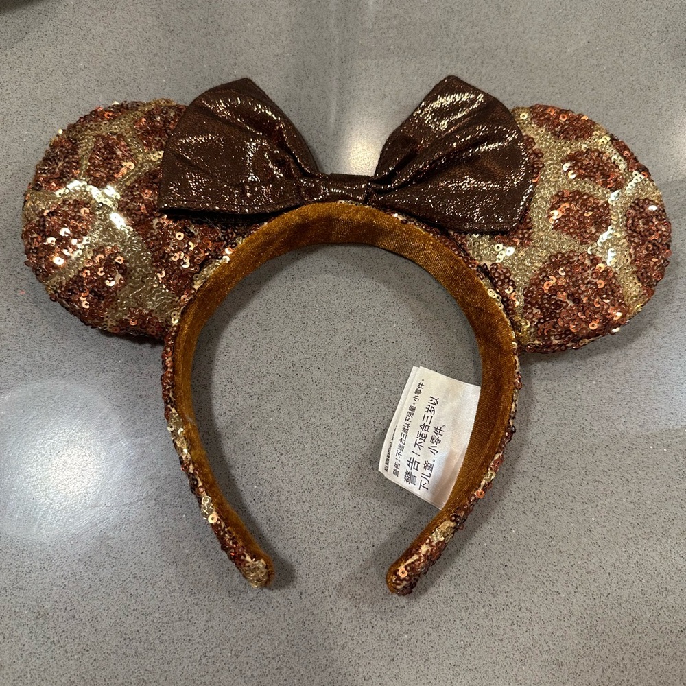 Disney World Giraffe Print Sequin Mouse Ears Headband
